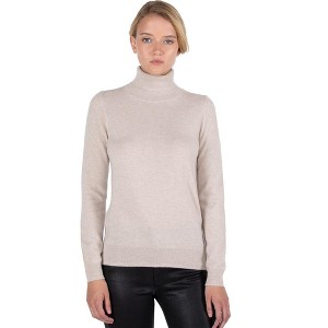 JENNIE LIU Women's 100% Pure Cashmere Long Sleeve Turtleneck Pullover Sweater - 1 of 3