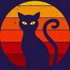 Junior's Design By Humans Vintage Retro Sunset Halloween Black Cat I By lemonpepper T-Shirt - 2 of 3