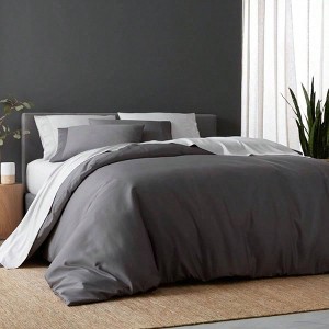 Bamboo Viscose Duvet Cover Set, 100 Organic, Buttery Soft, Cooling, 90x90 Storm, Full/Queen - 1 of 3