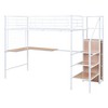 TIRAMISUBEST Twin/Full Size Loft Bed with L-Shaped Desk and Metal Grid, Stylish Metal Loft Bedframe with Lateral Storage Ladder and Wardrobe - 3 of 4