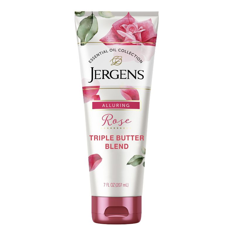 Jergens Rose Triple Butter Blend Body Butter, Rose Lotion, Moisturizer with Camellia Essential Oil Scented - 7 fl oz, 1 of 10