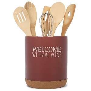 Elanze Designs This Is A Bad Place For A Diet Ceramic Cork Bottom Red Large Capacity Utensil Holder Crock for Countertop Storage, Stylish & Durable - 1 of 4