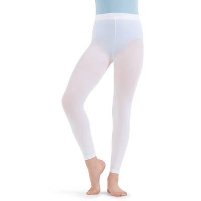 Capezio White Footless Tight W Self Knit Waist Band, Child One