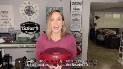 Gennua Kitchen 2-in-1 Enameled Cast Iron Braiser Pan with Grill Lid - 3.3-Quart Small Dutch Oven, Serves As Both Casserole & Stovetop Grill Pan
