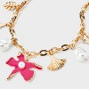 Flower Field Charm Necklace - A New Day™ Pink/Gold - 4 of 4