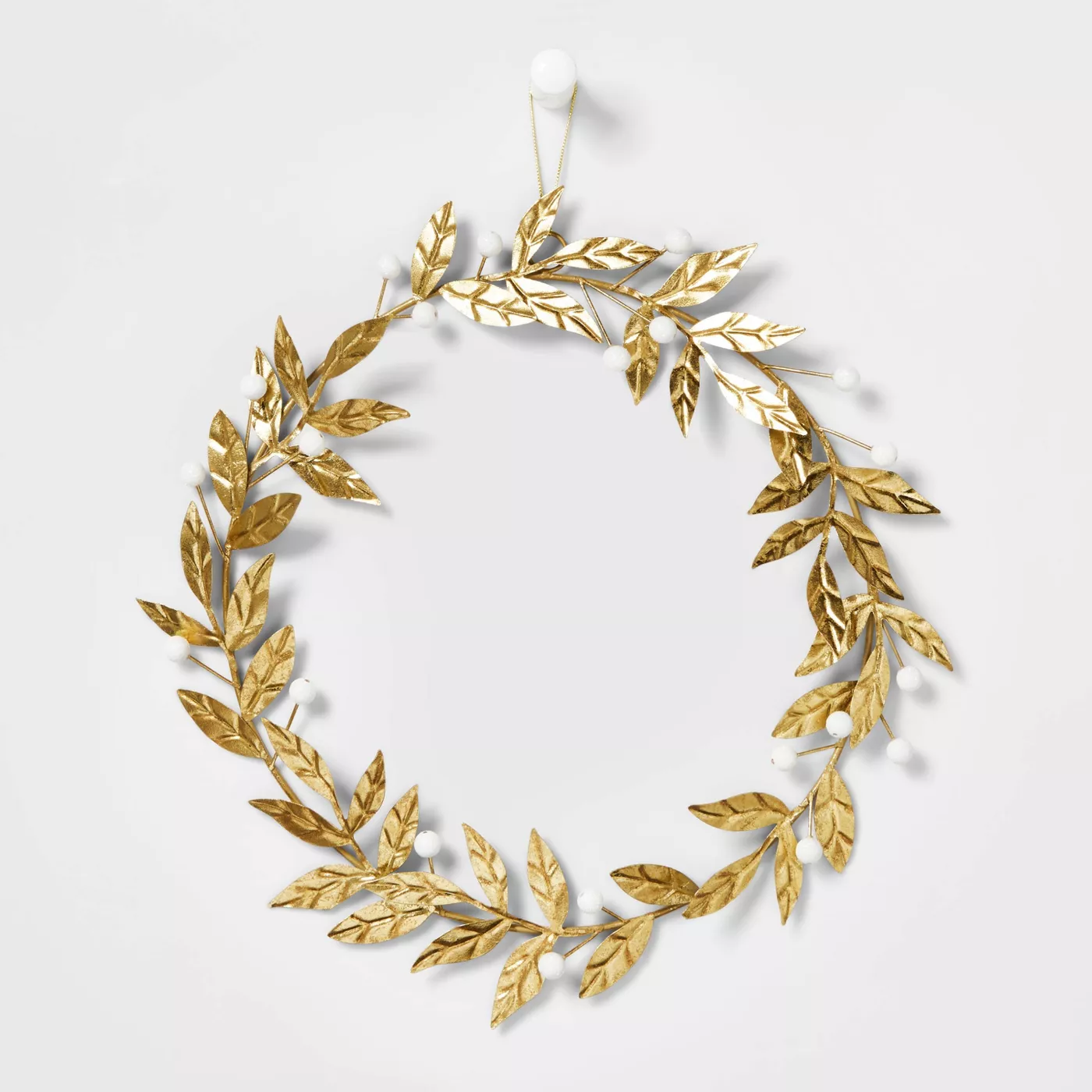 14in Metal Gold Botanical Wreath with White Berries - Wondershop™ - image 1 of 3