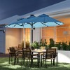 Double-sided Patio Umbrella, 9.7' Outdoor Umbrella with Tilt and Crank, LED Solar Light and 12 Ribs - 2 of 4
