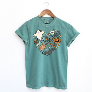 Simply Sage Market Women's Halloween Heart Short Sleeve Garment Dyed Tee - 1 of 2