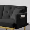 Sersper Convertible Sofa Bed, 59-inch Modern Velvet Sleeper Sofa Loveseat w/2 Pillows, 3 Adjustable Positions and Golden Metal Legs - image 2 of 4