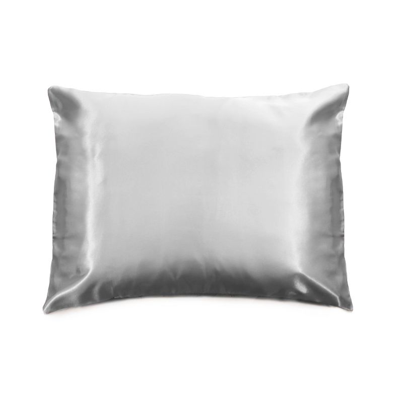Morning Glamour Standard Satin Solid Pillowcase Silver, 1 of 5