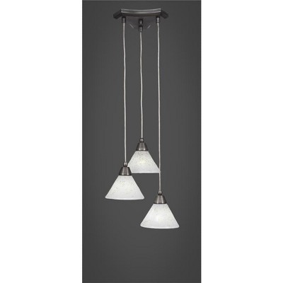 Toltec Lighting Europa 3 - Light Pendant in  Brushed Nickel with 7" Gold Ice Shade