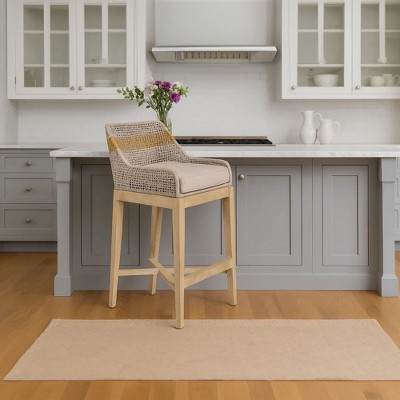 Royal Hampton 30 Inch Barstool Chair | Handcrafted Mango Wood | Cotton Rope Weaving