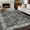 Machine Washable Vintage Floral Printed Area Rug Non Slip Traditional Distressed Floor Cover Soft Low Pile Indoor Mat for Kitchen Laundry Bedroom - 3 of 4