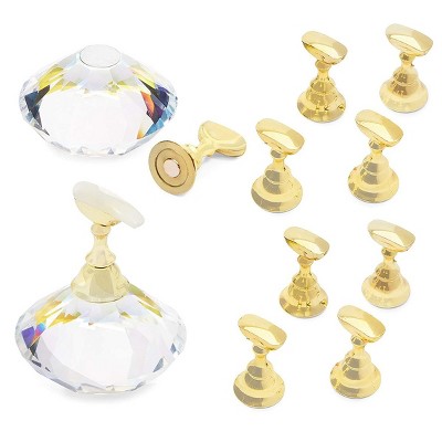 Glamlily 2 Pack Acrylic Nail Holder Practice Stands, Magnetic Nail Tips Display Holders with Crystal Base
