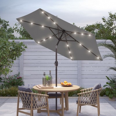 Sonkuki 7.5 ft Outdoor LED Solar Lighted Patio Market Umbrella w/ Push Button Tilt