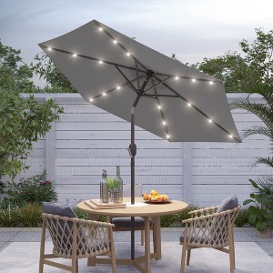 Sonkuki 7.5 ft Outdoor LED Solar Lighted Patio Market Umbrella w/ Push Button Tilt - 1 of 4
