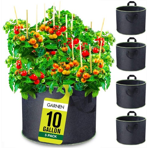 Garnen 5 Packs 10 Gallon Garden Potato Grow Bags, Fabric Grow Bags for Outdoor and Indoor Planters - Black - image 1 of 4