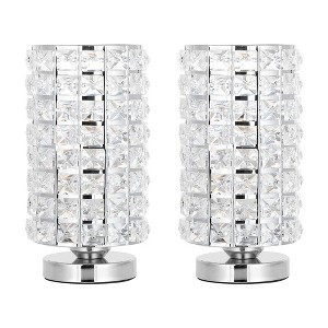 Oumilen Silver Crystal Desk Lamp with Crystal Lamp Shade, Set of 2 - 1 of 1