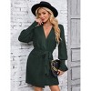 BLUEMING Women Fall Winter Dress 2025 V Neck Long Sleeve Ribbed Knit Belted A Line Mini Knit Dress - 4 of 4