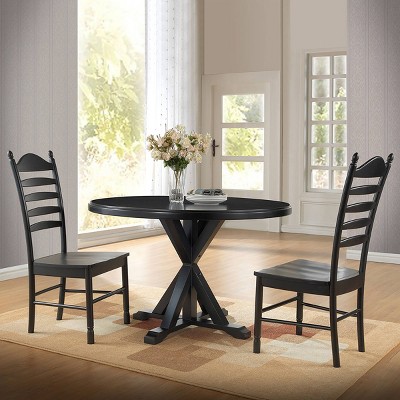 Winslet Round Black Wood X Base Dining Table