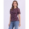 INSPIRE CHIC Women's Chiffon Short Sleeve Ruffled Trim Floral Blouse - 2 of 4