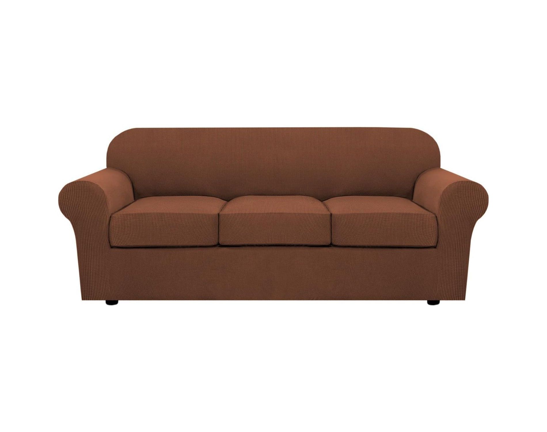 H.Versailtex 4 Piece Stretch Couch Covers for Cushion Couch Sofa Furniture Slipcovers CARAMEL  Large