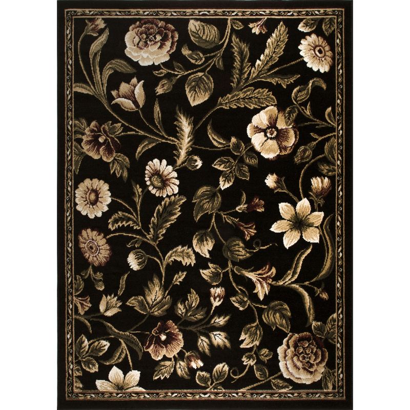 Home Dynamix Optimum Amell Traditional Floral Area Rug, Black/Green, 3'7"x5'2", 1 of 3