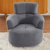 360° Swivel Accent Chair, Modern Round Barrel Chair with Adjustable Headrest,Gray Berber Fleece Upholstered Chair for Living Room or Office-Koiai - 2 of 4