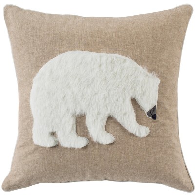 Cubsy Polar Bear Pillow - Beige/White - 20" x 20" - Safavieh