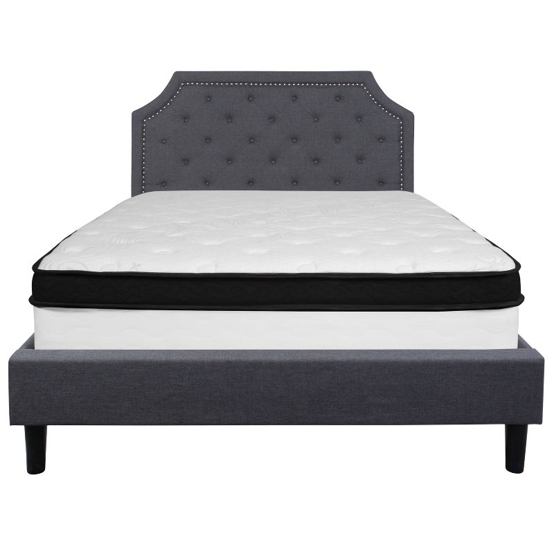 Flash Furniture Brighton Queen Size Tufted Upholstered Platform Bed in Dark Gray Fabric with Memory Foam Mattress, 4 of 5