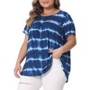 Agnes Orinda Women's Plus Size Tie Dye Short Sleeve Casual Round Neck Pleated Summer Blouse - 2 of 4