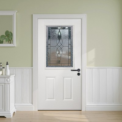 SpassWay 36"W*80"H 2-Panel Exterior Frosted Glass Prehung Front Entry Door Primed Interior Fiberglass Entrance Door