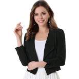 Allegra K Women's Notched Lapel Ruched Sleeve Jackets Business Crop Blazer