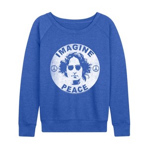 Women's - John Lennon - Lennon Imagine Peace Lightweight French Terry Wide Neck Long Sleeve Graphic Shirt - 1 of 3