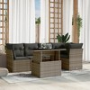 vidaXL 6 Piece Patio Sofa Set with Cushions Gray Poly Rattan - without storage - 2 of 4