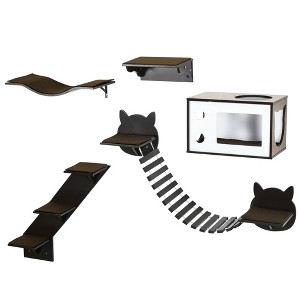 Multipet Cat Shelves with Ergonomically Curved Platform, Cozy Cat House, Bridge, Easy Stairs, and Flat Perch - 1 of 4