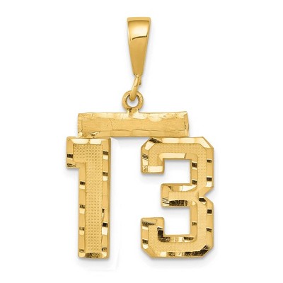 Black Bow Jewelry 14K Yellow Gold, Varsity Collection, Medium D/C Pendant Number 13