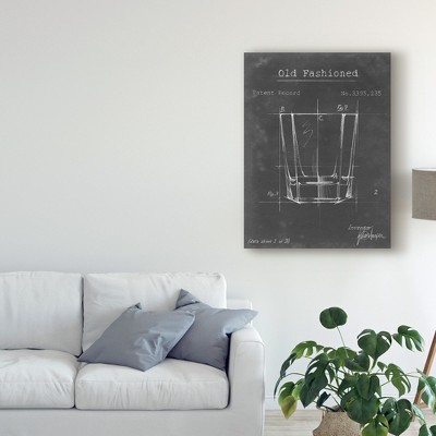 Vintage Black and White Barware Blueprint Canvas Art