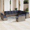 vidaXL 13 Piece Garden Sofa Set with Cushions Grey Poly Rattan - Beige and Gray Without Table - 2 of 4