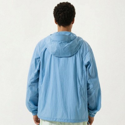 Alilang Men's Lightweight Hooded Windbreaker Jacket with Full Zip Closure Elastic Cuffs and Relaxed Fit Design - X Large, Blue — фото 4