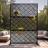 Orieon 72"H x 44"W Outdoor Metal Privacy Screen – Freestanding Weatherproof Decorative Garden Fence with Stand for Patio, Porch, Balcony. - 3 of 4