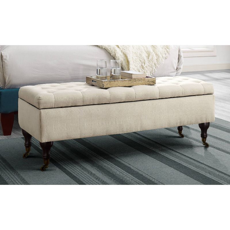 Collette Tufted Bench with Storage Butter Cream - Adore Decor, 2 of 11