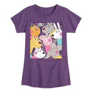 Girls' - Peppa Pig - Suzy Emily Rebecca Candy Gerald Pedro Fitted Short Sleeve Graphic T-Shirt - 1 of 4