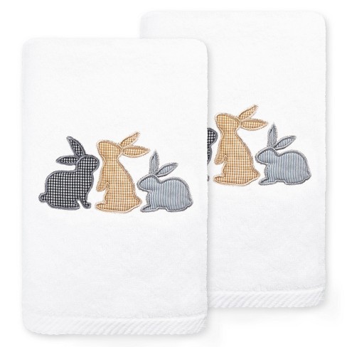 Ewanda Store 3 Pack Cute Rabbit Hand Towels,Hand Towels with Hanging Loop,Kids Hanging Hand Towels for Kitchen Bathroom Home