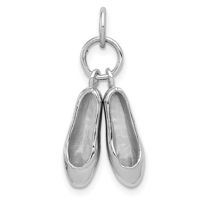 Black Bow Jewelry 14k White Gold 3D Moveable Ballet Slippers Pendant
