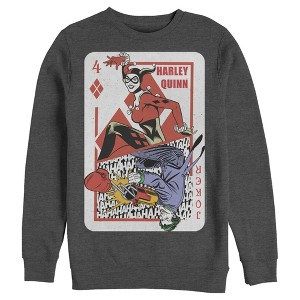 Men's Batman Harley Quinn Joker Poker Card Sweatshirt - 1 of 3