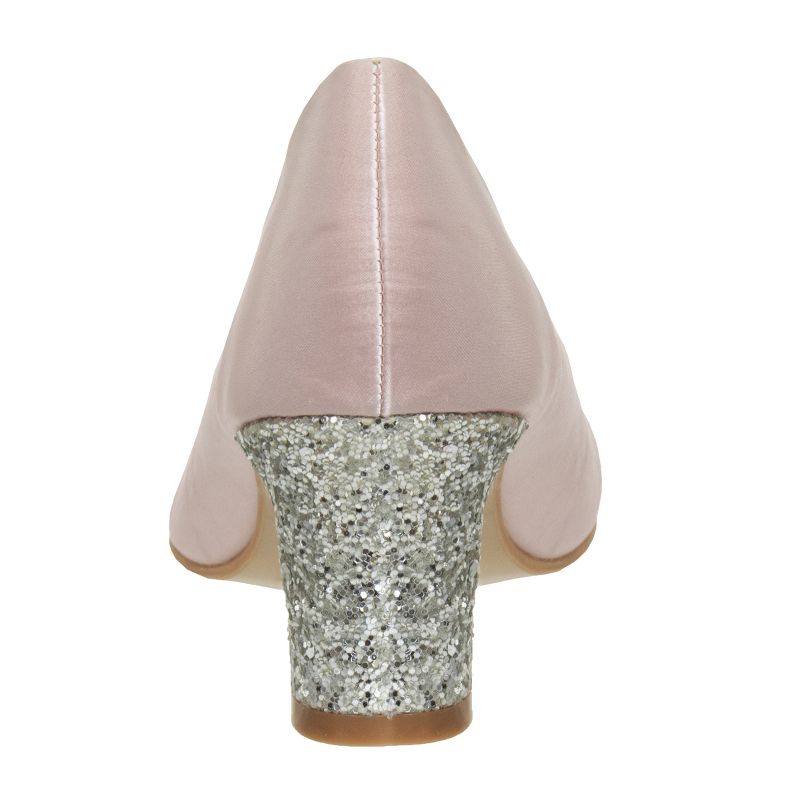 Badgley Mischka Girls Heel Dress Shoes -Elegant Girls' Pumps, Low Heels, Flower Party, Wedding, Princess (Little Kids), 4 of 8