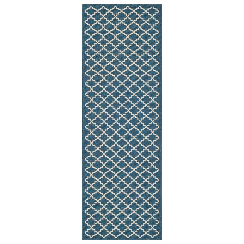 2'3in x 18' Durres Runner Outdoor Rug Navy/Beige - Safavieh