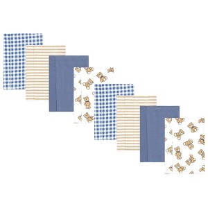 Hudson Baby Boys and Girls Cotton Poly Flannel Burp Cloths 8-Pack, One Size - 1 of 4