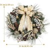 Coucheta 24 Inch Lighted Christmas Wreath - Pre-Lit with Timer, 20 Light Antlers Bowknot Pine Cones Balls, Gold - 2 of 4